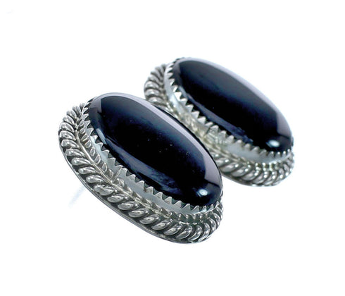 Onyx Navajo Sterling Silver Post Earrings AX130175
